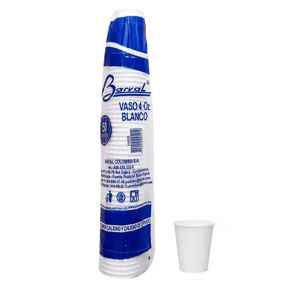 Vaso 4onz Carton Blanco Barval 50und