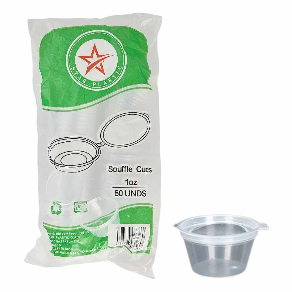 Copa 1onz Salsero con Tapa Bisagra Transparente x 50und Ecoline