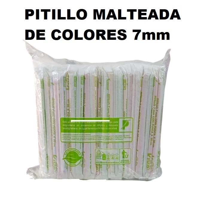 Pitillo Malteada 7mm Colores Forrados x 450und