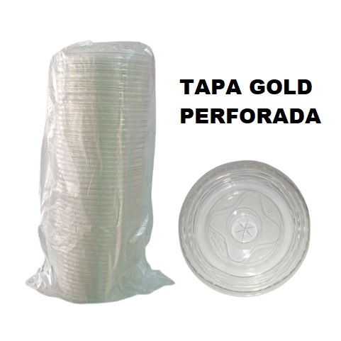 Tapa Vaso Plana Perforada x 50und Gold Maestro