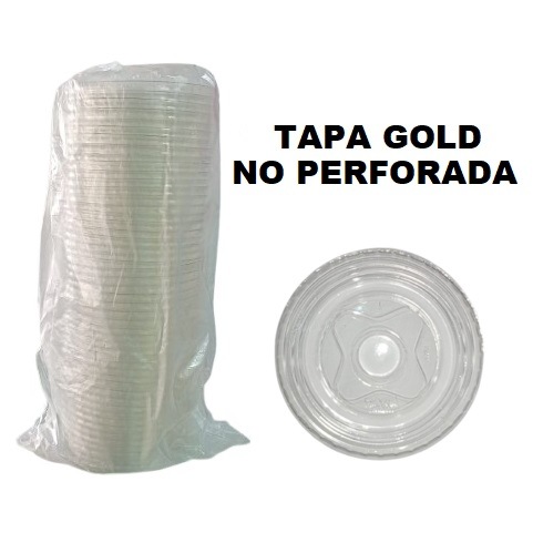 Tapa Vaso Plana SIN Perforar x 50und Gold Maestro	