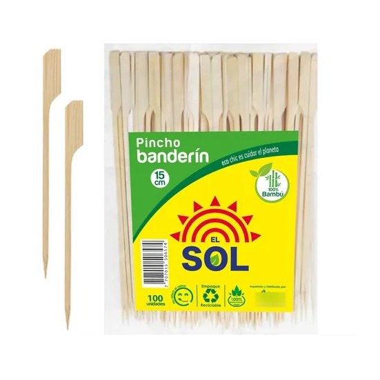 Palo de Pincho Banderin 15cm El Sol 100und