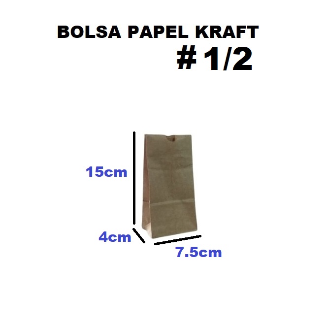 Bolsa Papel Kraft 1/2 Libra 100und