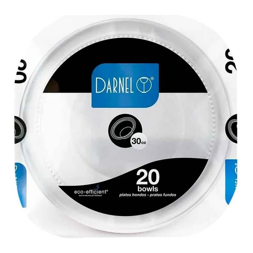 Plato 30onz Hondo Icopor Blanco x 20und Darnel
