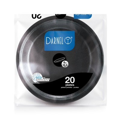 Plato 15.5cm Llano Icopor Negro x 20und Darnel  