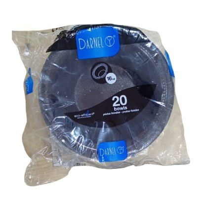 Plato 16onz Hondo Icopor Negro x 20und Darnel 