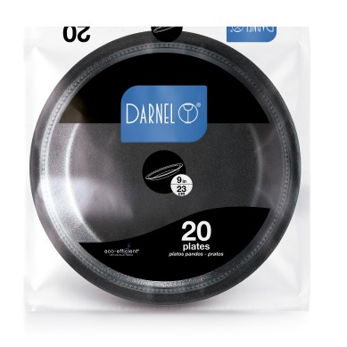 Plato 23cm Llano Icopor Negro x 20und Darnel