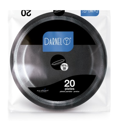 Plato 26cm Llano Icopor Negro x 20und Darnel