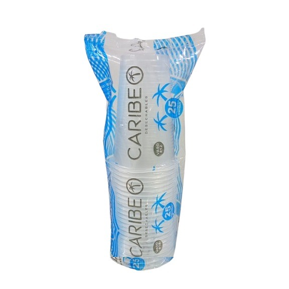 Vaso 12onz x 25und Transparente Caribe