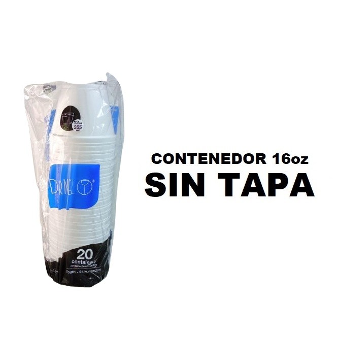 Contenedor 12onz Espumado SIN TAPA 20und 