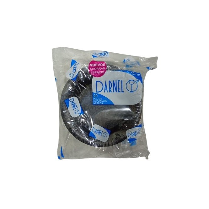 Plato 12cm Llano Icopor Negro x 20und Darnel	