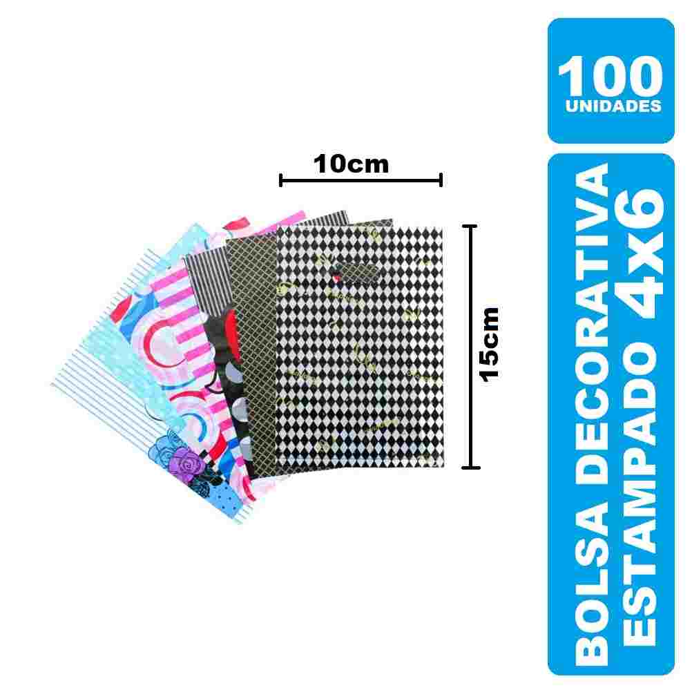 Bolsa Decorativa Estampada 4x6 por 100und