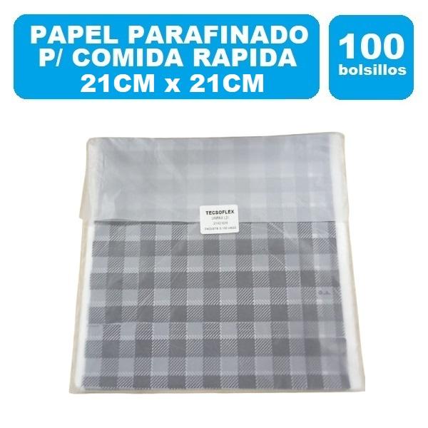 Papel Parafinado Lamina 21x21cm Cuadros Negros