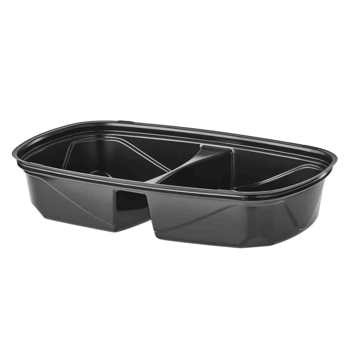 Contenedor Ovalado 2 Divisiones Negro con Tapa D7113499