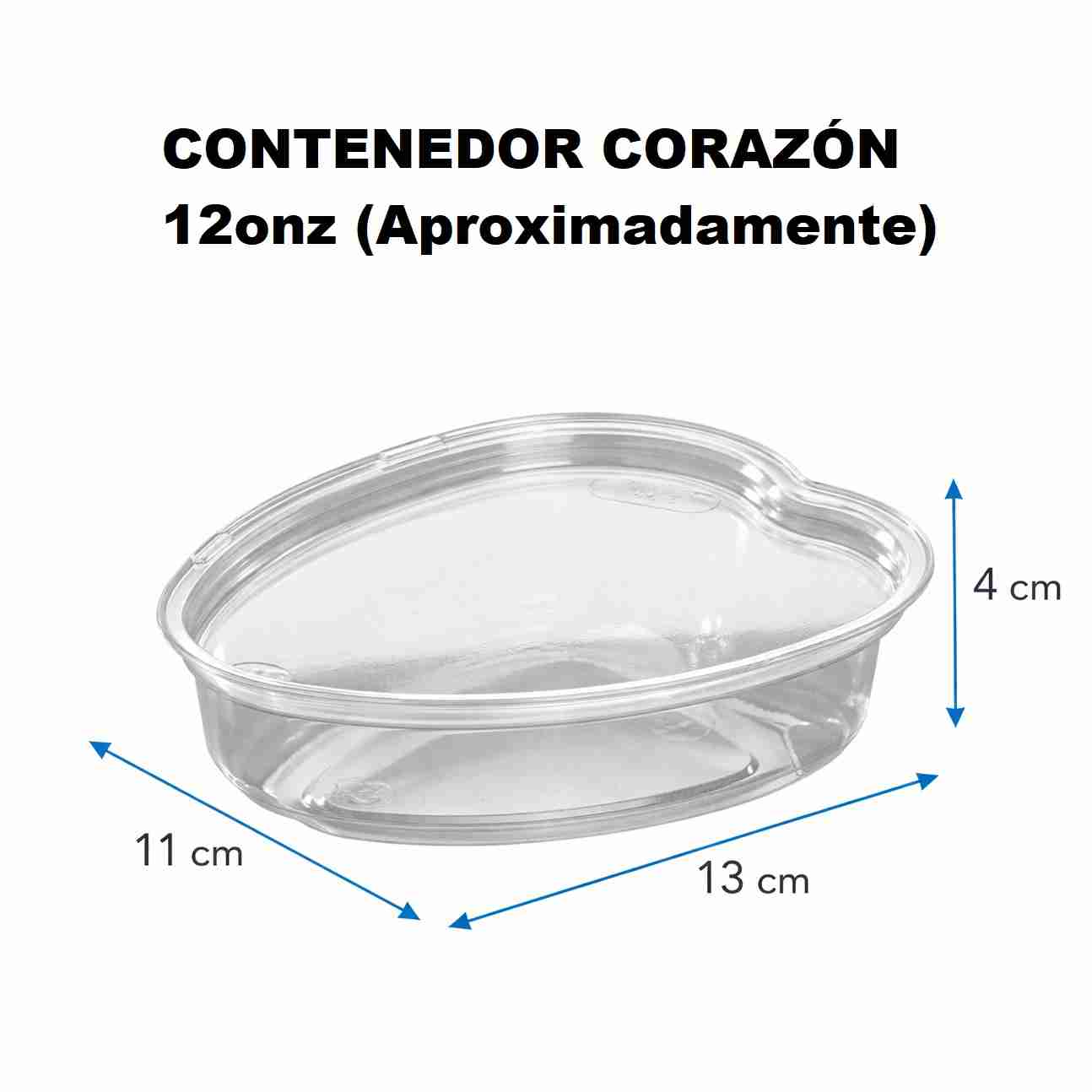 Contenedor Corazon 12onz con Tapa x 1und 13cm x 11cm D76131100Q