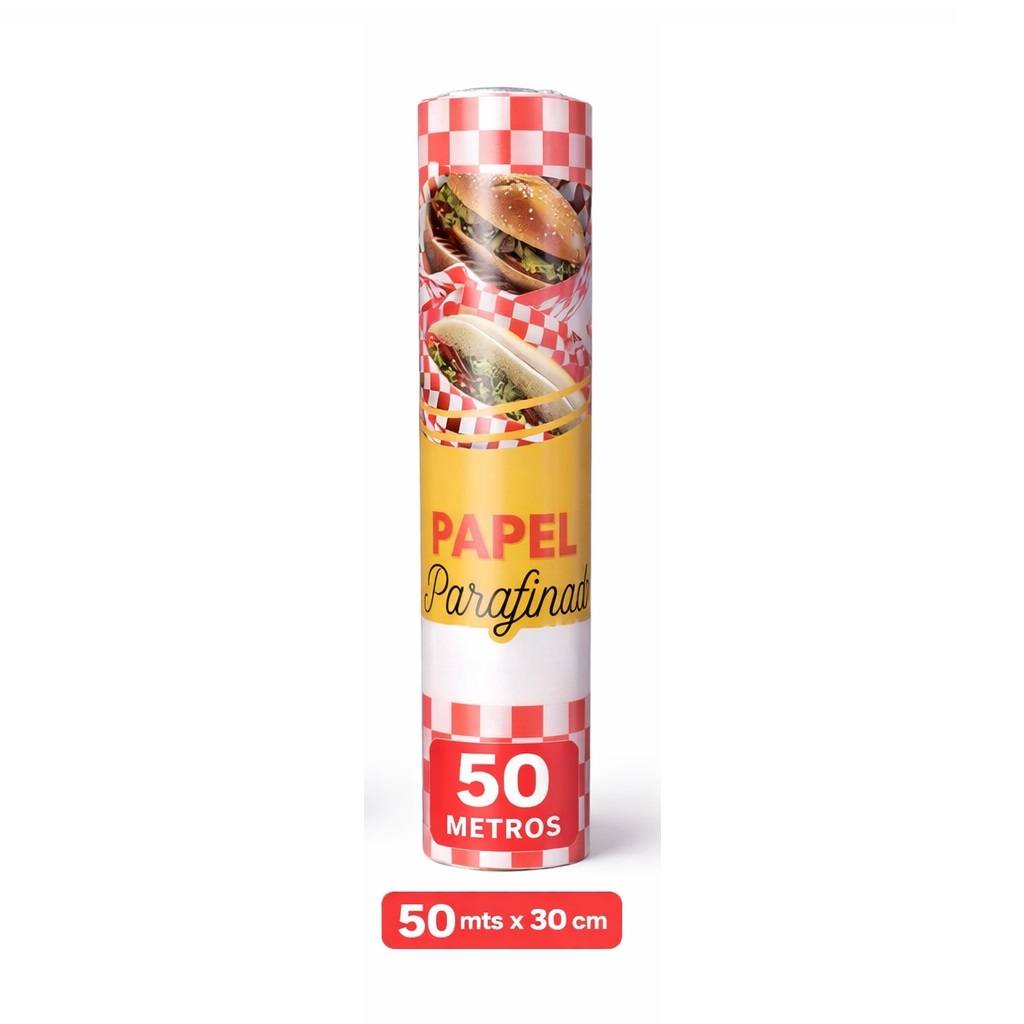Papel Parafinado Cuadros Rojo Rollo 50mt 