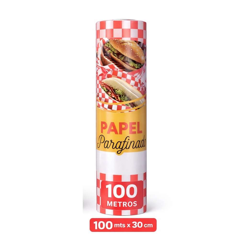 Papel Parafinado Cuadros Rojo Rollo 100mt 