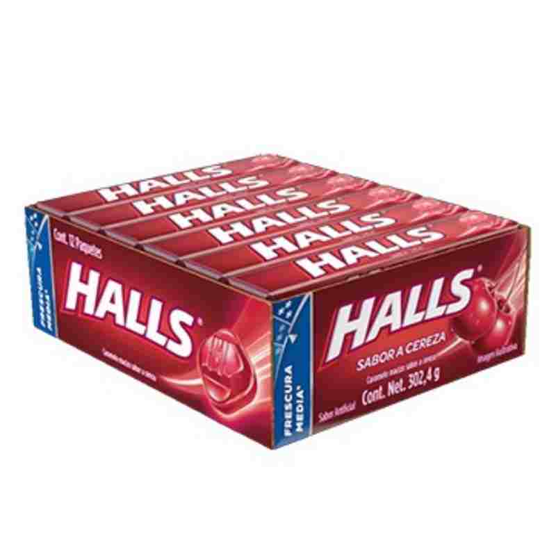 Halls Barra Cereza 12und Display Rojo