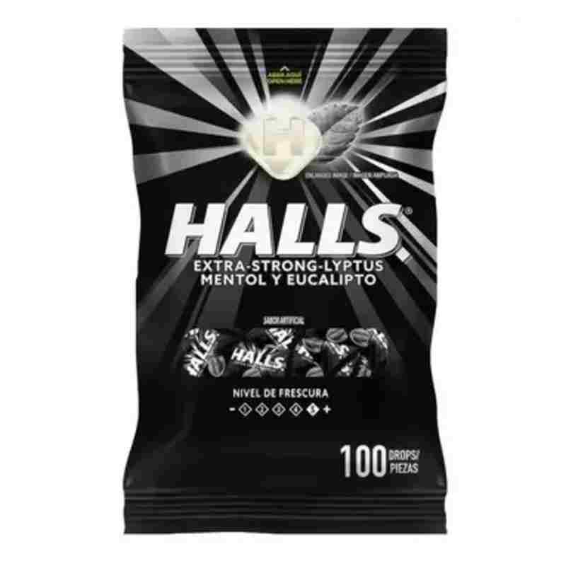 Halls Bolsa x 100und Extra-Fuerte Negro