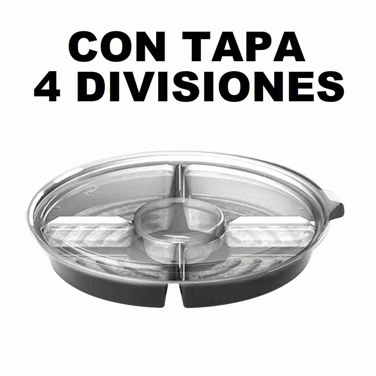 Bandeja CON TAPA Plastica Circular 4D Divisiones x 1und