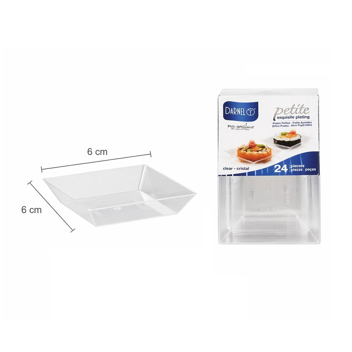 Plato Cuadrado Petite Pet Cristal x 24und