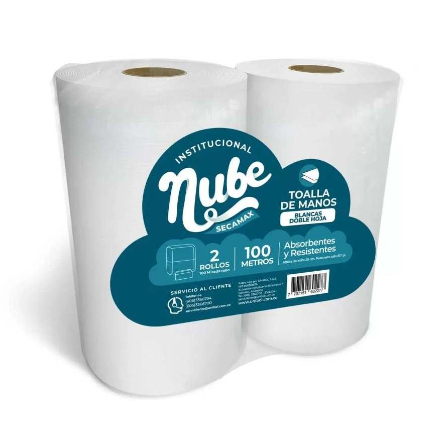 Toalla Mano Blanco Secamax Nube 100mts 2Rollos