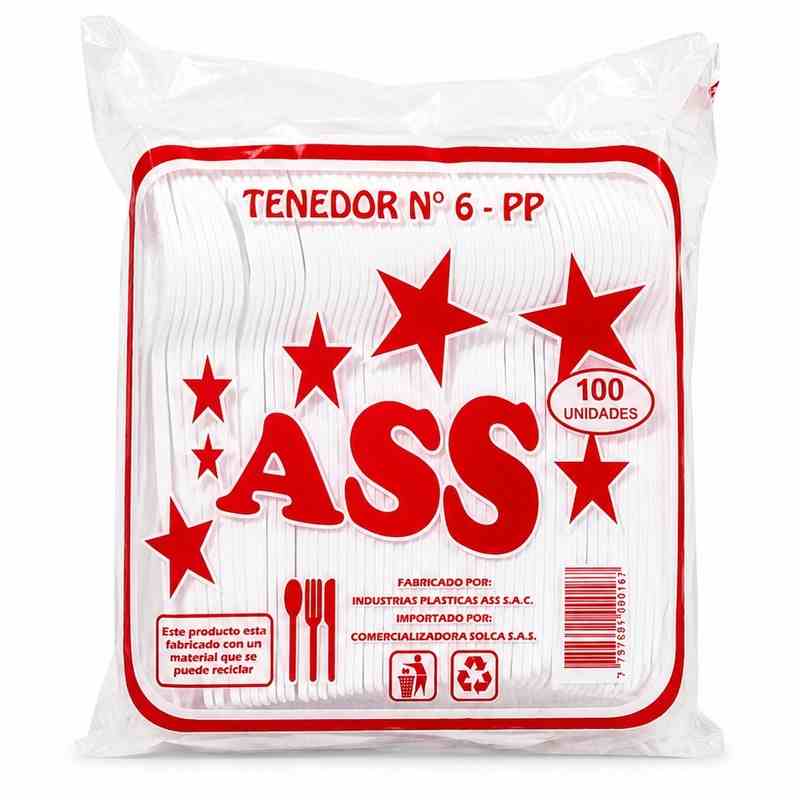 Tenedor Blanco Ass x 100und 
