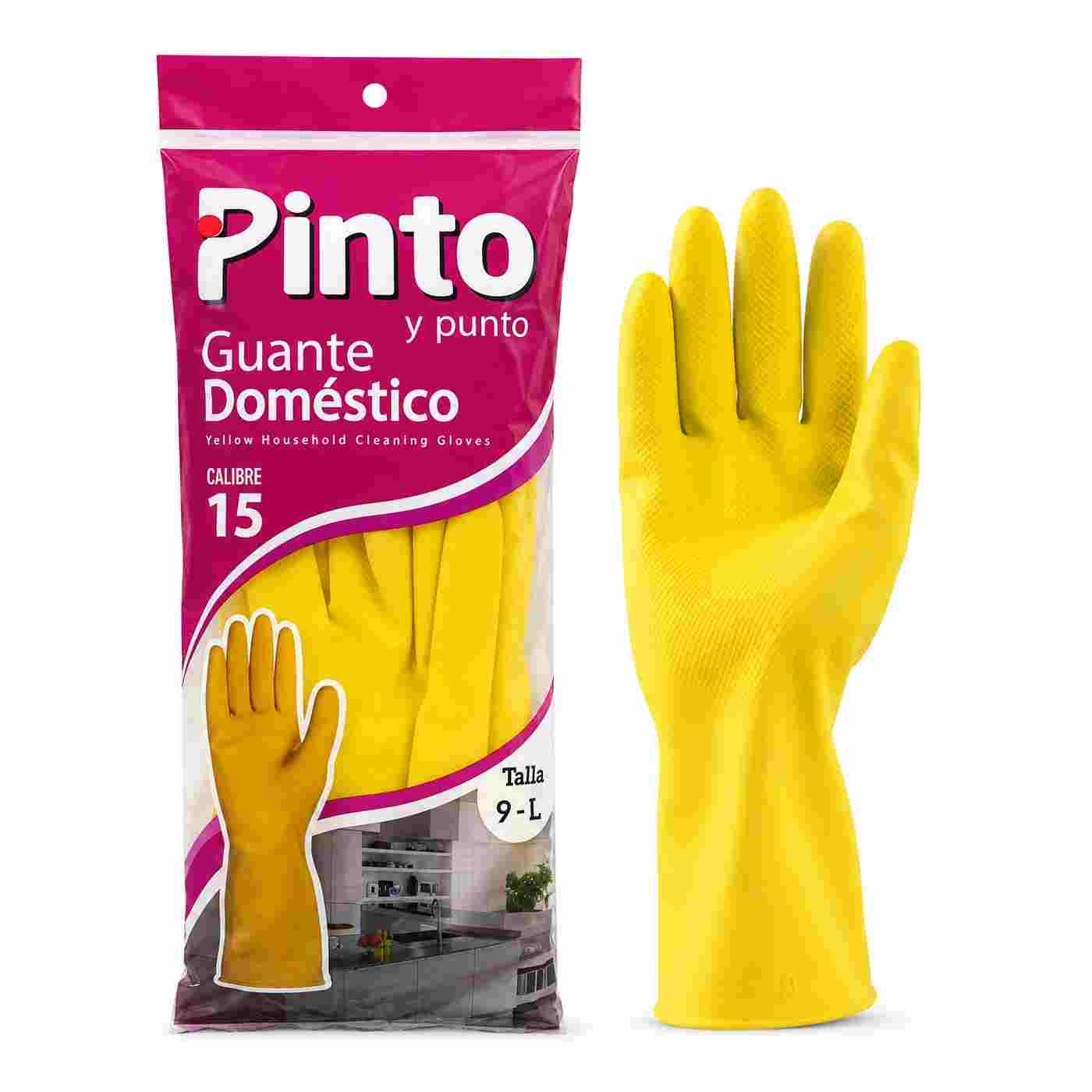 Guantes Domestico Amarillo Pinto TALLA S, M y L Bolsa Morado Calibre 15