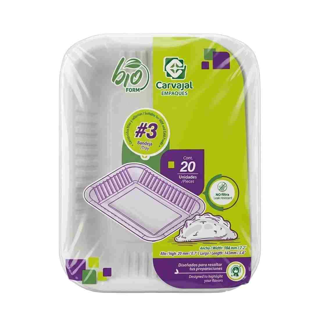 Bandeja 3 Carton Plana x 20und Bioform