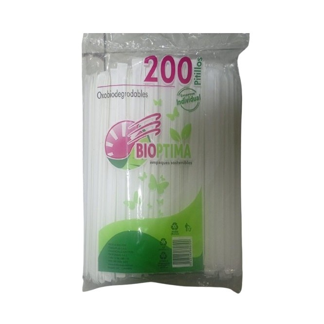 Pitillo Forrados Transparente x 200und Bioptima