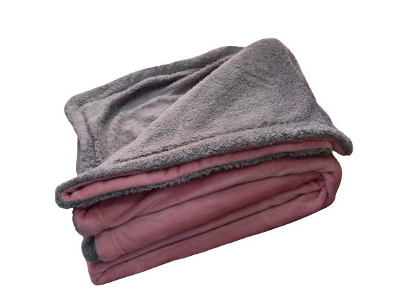 Cobija Ovejera Color 180x200 Palo de Rosa/Gris Plata