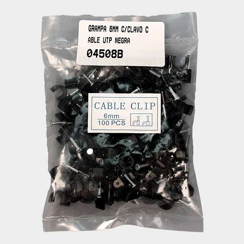 Grapa 6mm con Clavo para Cable UTP Negra