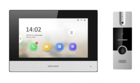 KIT IP VIDEO PORTERO HIKVISION HIBRIDO INTERCOMUNICADOR WIFI DS-KIS302-P