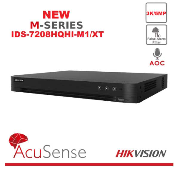 DVR 8CH HIKVISION 1080P 3K/5M LITE ACUSENSE IDS-7208HQHI-M1/XT INTC