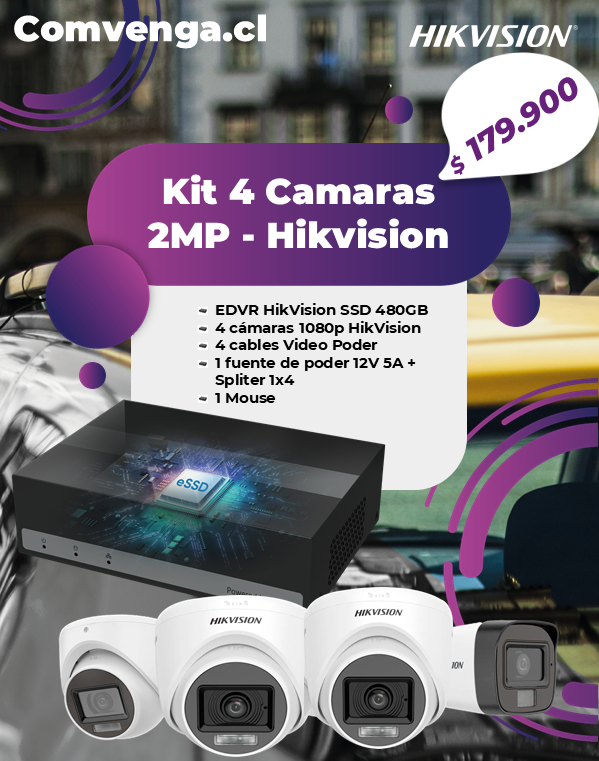KIT 4 CAMARAS  HIKVISION 2MP