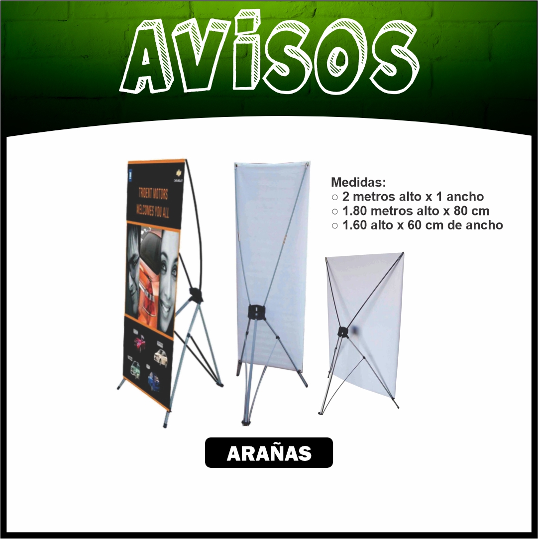 AVISO ARAÑA TIPO PENDON