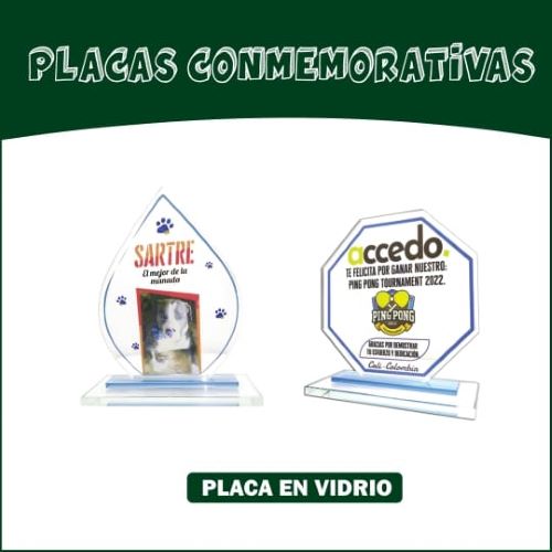 PLACA CONMEMORATIVA VIDRIO