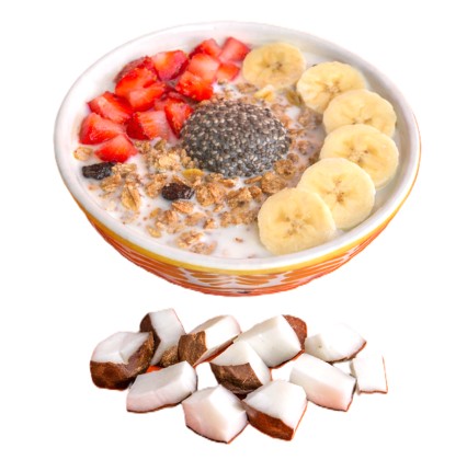 FrutiGranola + leche coco + fruta