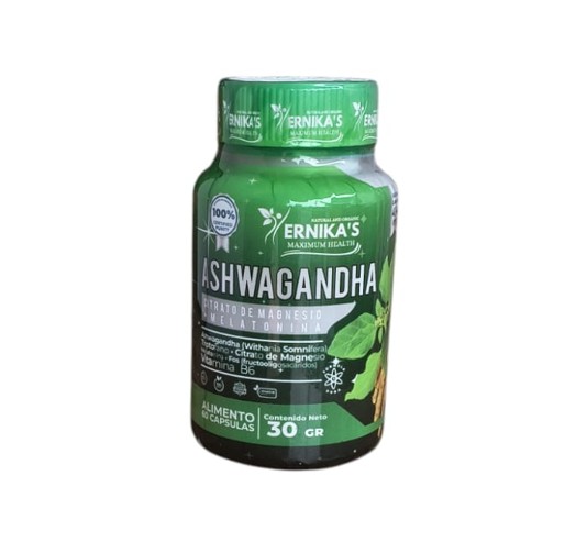 Ashwaganda + Citrato de Magnesio + Melatonina x 60caps Ernikas - Distribnaturals