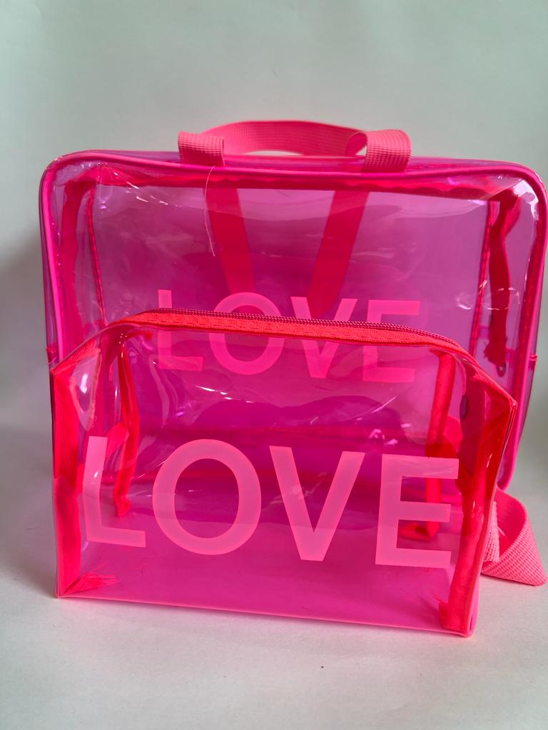 COSMETIQUERA TELA NARANJA -BEIGE