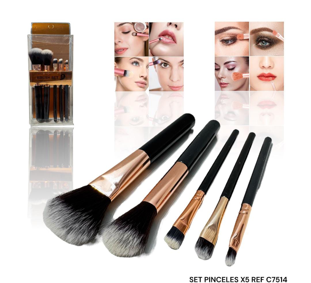 KIT DE BROCHAS PARA MAQUILLAJE ROSTRO X5 7514
