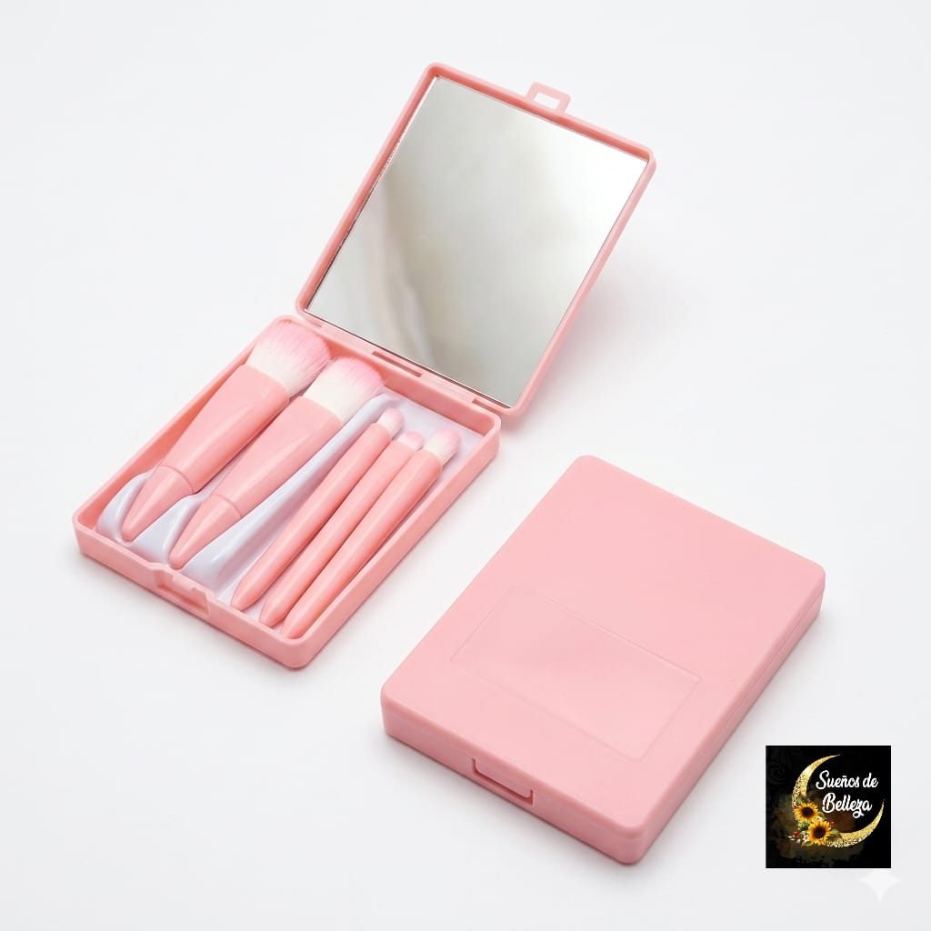 CAJA DE ESPEJO CON SET X 5 BROCHAS