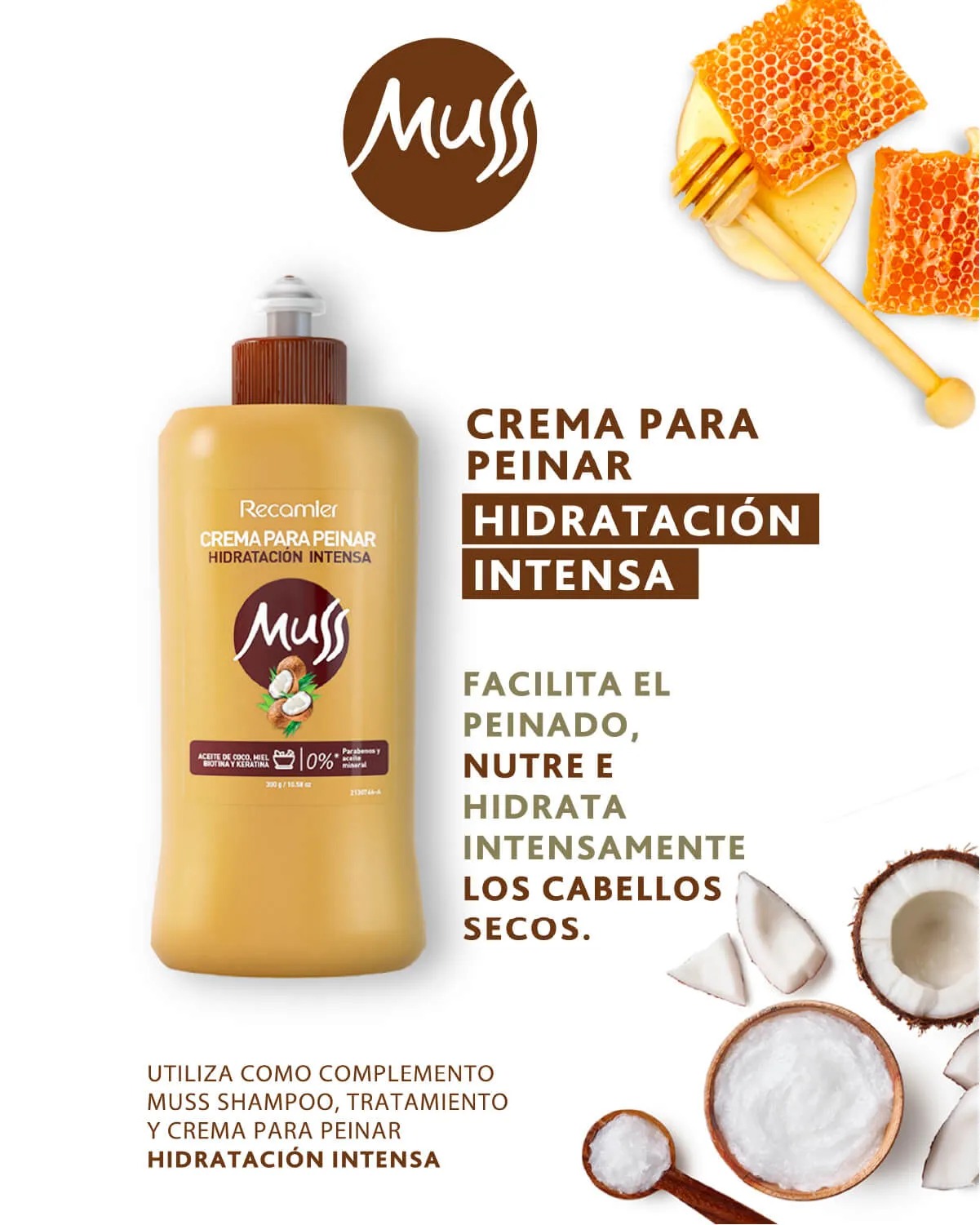 CREMA DE PEINAR RECAMIER MUSS X300GRS