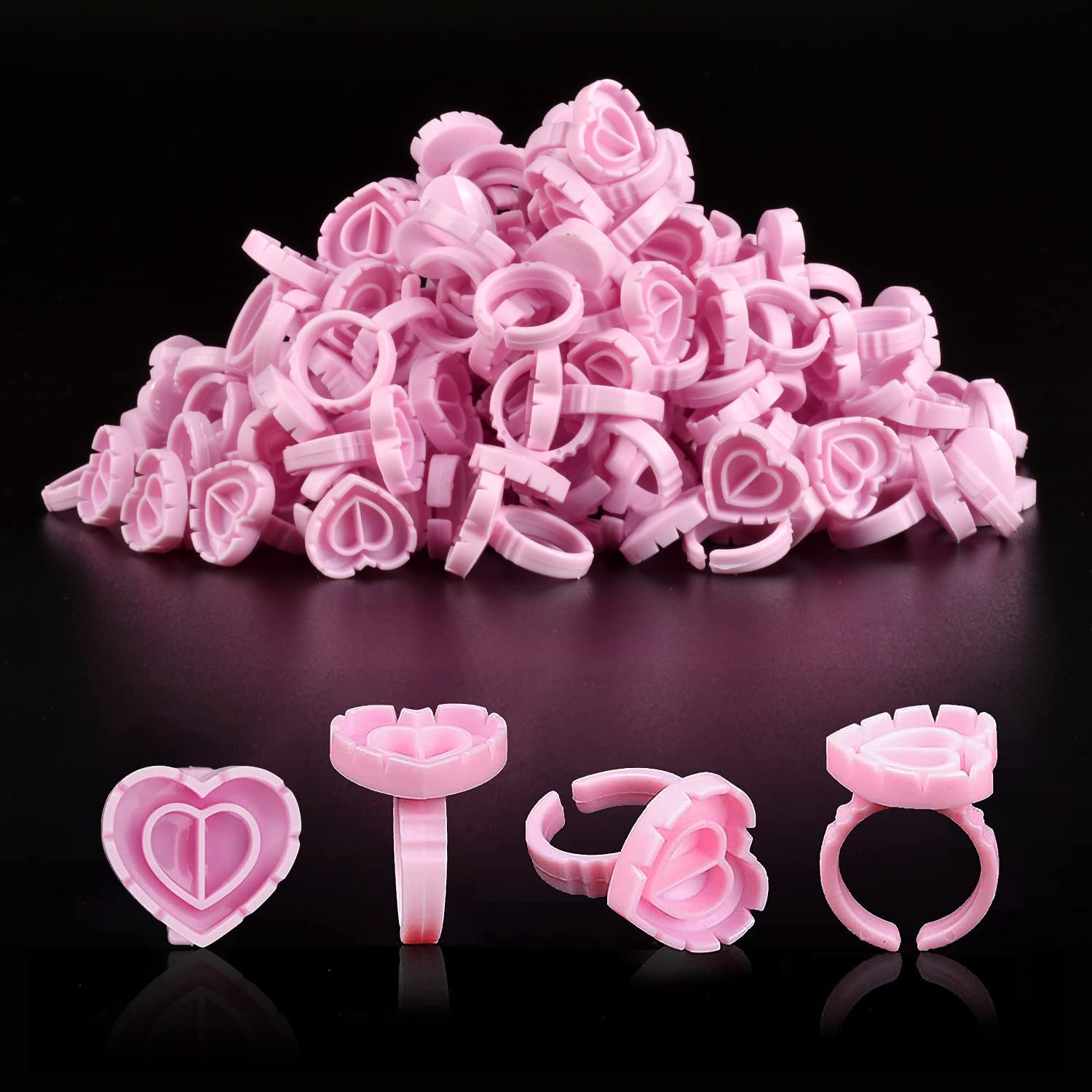 ANILLOS X 5 CORAZON ROSADO