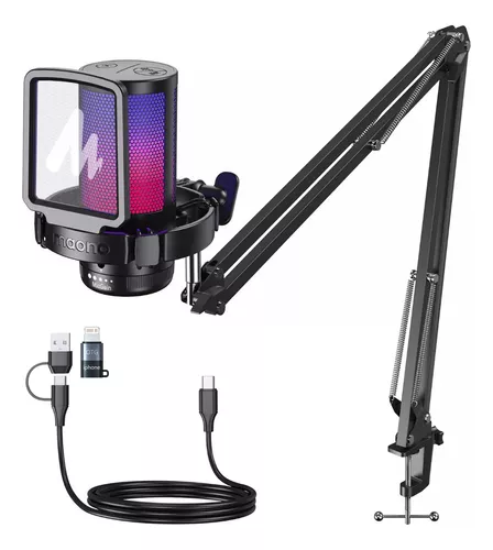 Micrófono Con Cancelación De Ruido Y Soporte De Brazo Rgb- maono