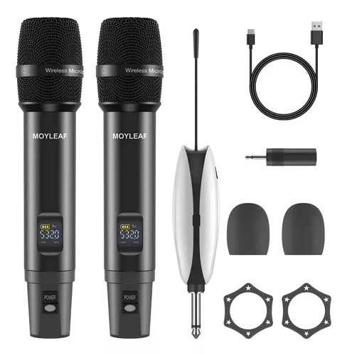 Microfonos inalambricos con receptor recargable MOYLEAF