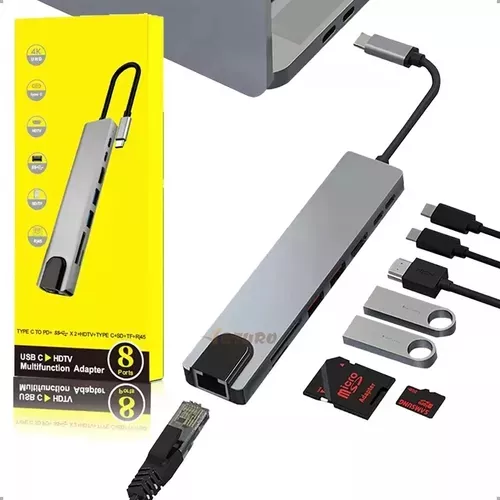 Multipuerto De Concentrador Usb C 8 En 1 Hdmi 4k