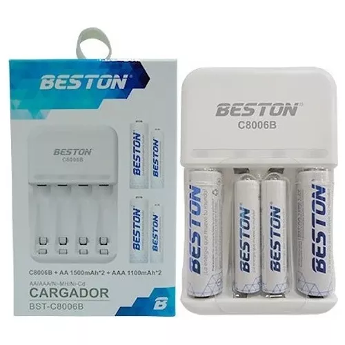 Combo Cargador Pilas Aa Y Aaa 4 Puertos+ 2 Pilas Aa Y 2 Aaa