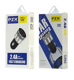 CARGADOR DE AUTO 2.4A USB-A Y USB-C C902 PZX