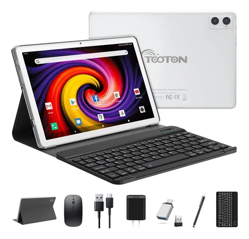 Tablet Android Con Teclado 10 Pulgadas 4+4+128gb Rom Tooton